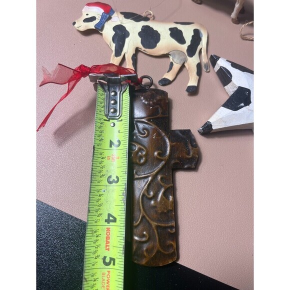 Lot of 4 Vintage Farmhouse Christmas Tree Hanging Ornaments Decorations Holiday - Picture 6 of 10